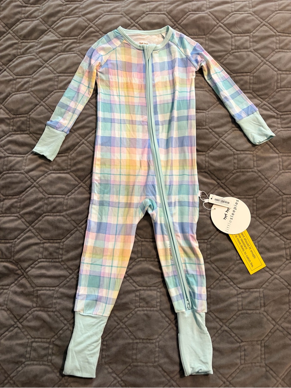 Little Sleepies NWT 12-18 mo Pastel Plaid Zippy